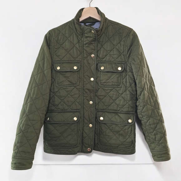 J.CREW Quilted Green Downtown Field Jacket Small EUC - Picture 4 of 10
